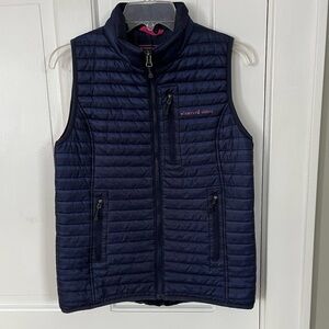 Vineyard Vines Womens Navy Puffer Vest Zipper Front XS Lightweight Warm Comfy